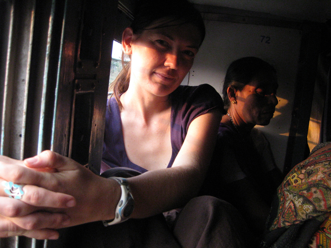 My small corner on the train commuter train in India