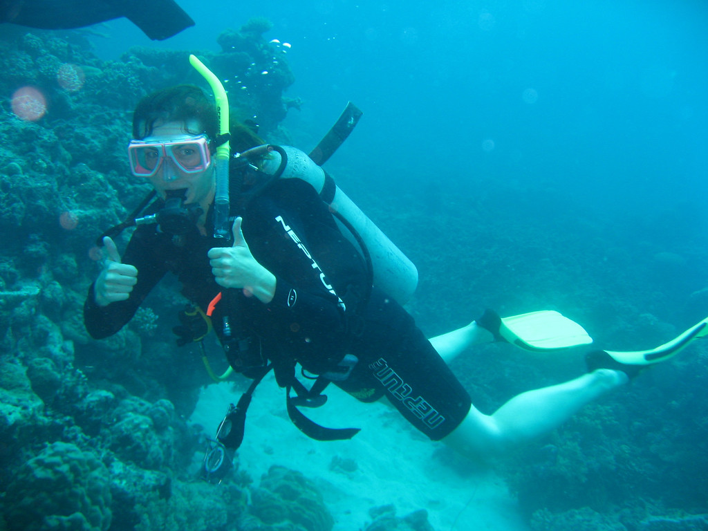 Everything is aces on one of my dives! me diving on the Great Barrier Reef