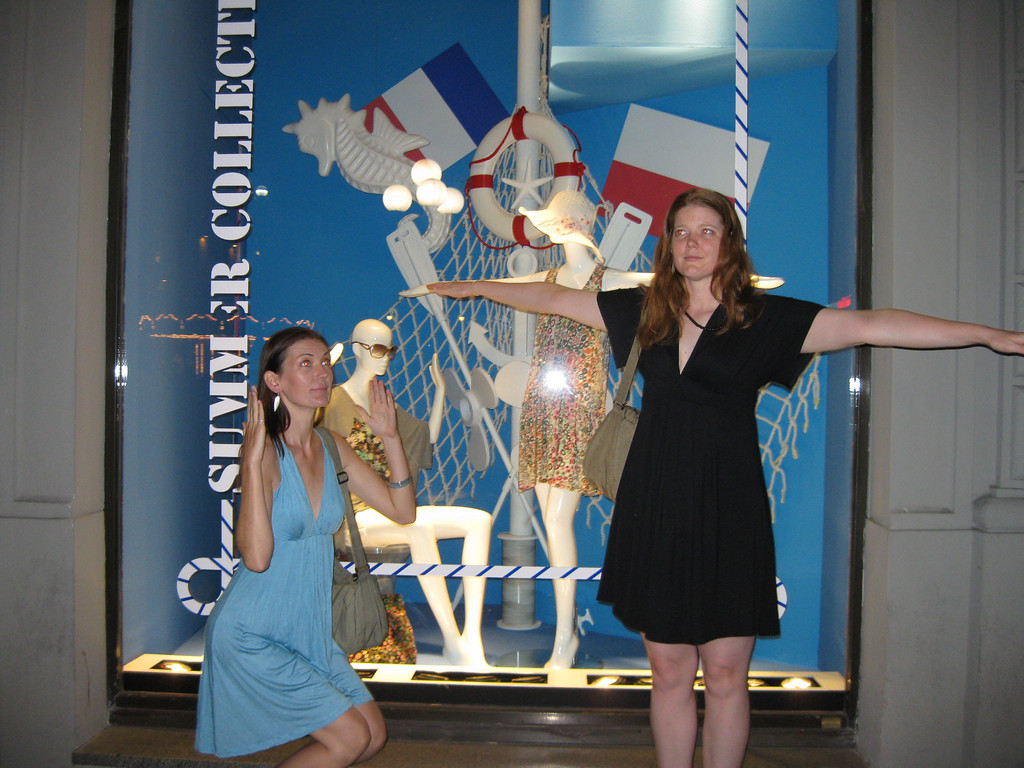 My cousin and I pretending to be mannequins florence