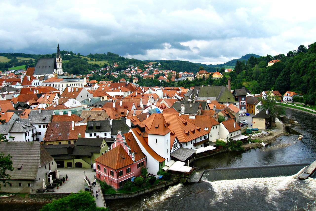 Cesky Krumlov from the Castle Tower in Czech Republic Cesky Krumlov from the Castle Tower in Czech Republic
