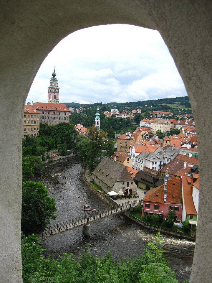 views of the vltava river and the castle tower