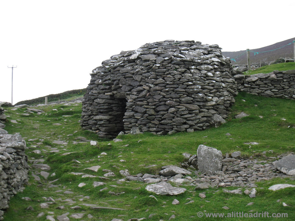 ancient beehive huts along the drive