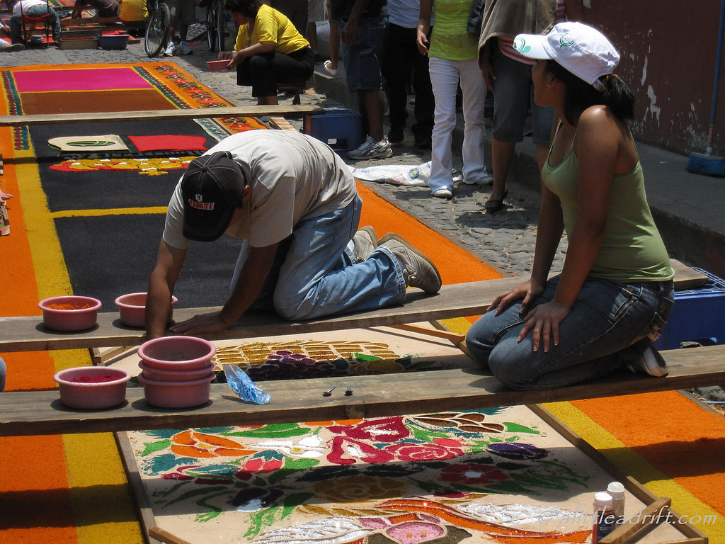 As the sun starts to set, many are not even half-way through their carpet designs