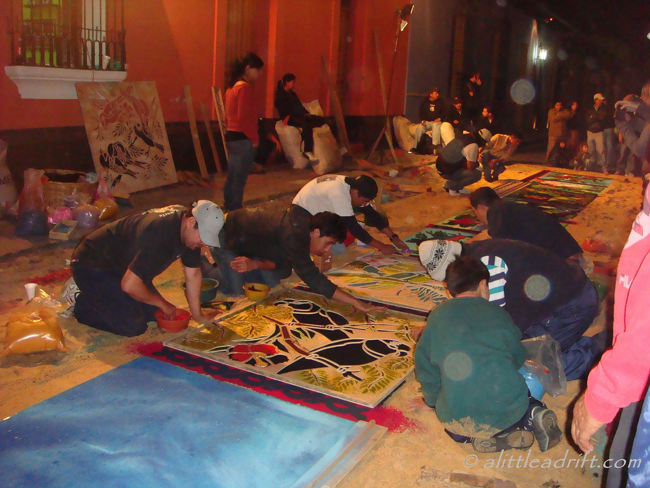 intricate bird carpet for semana santa