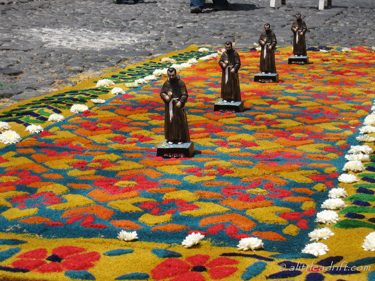 religious themed semana santa carpet in antigua