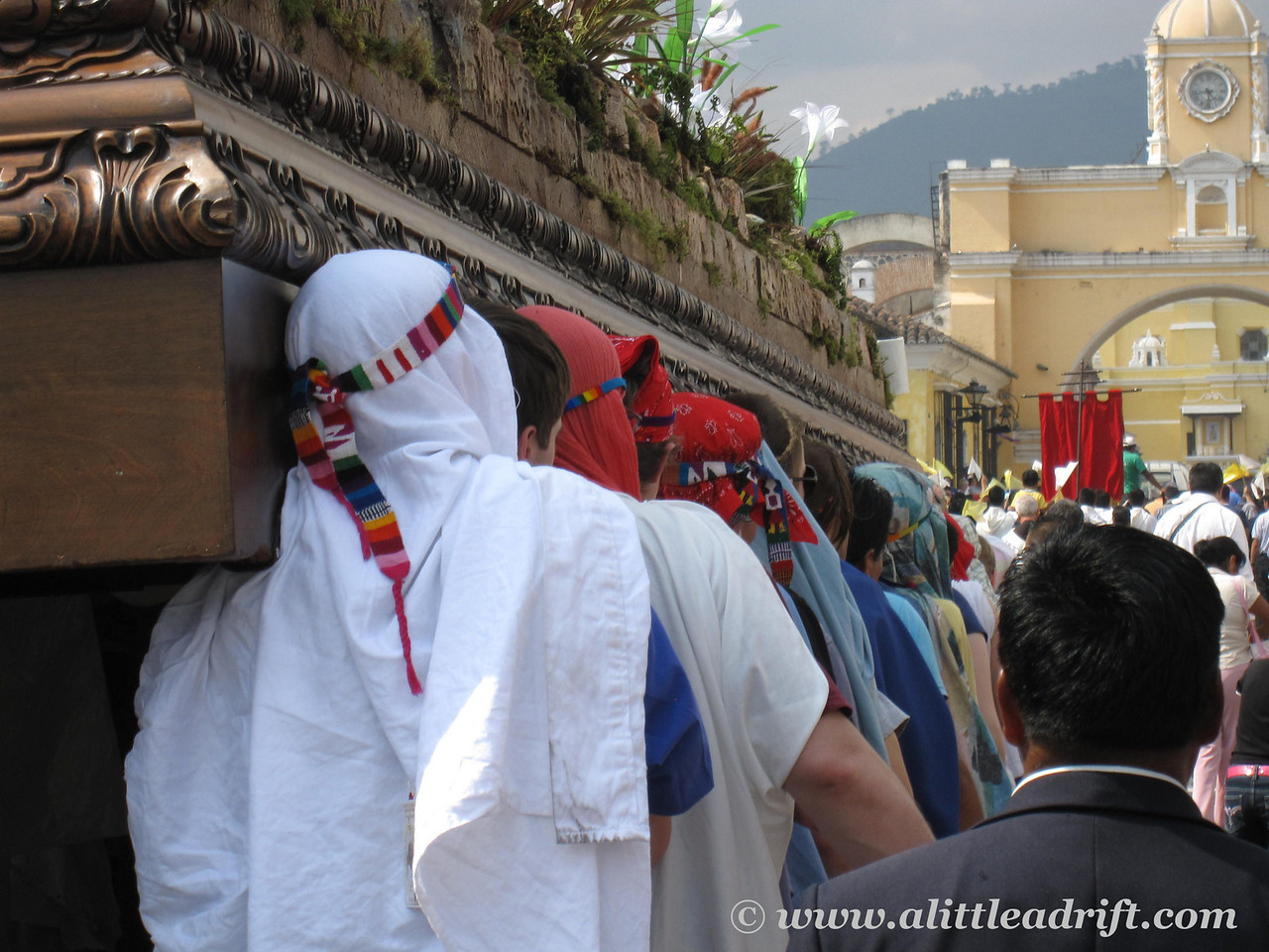 Easter sunday procession and float in antigua