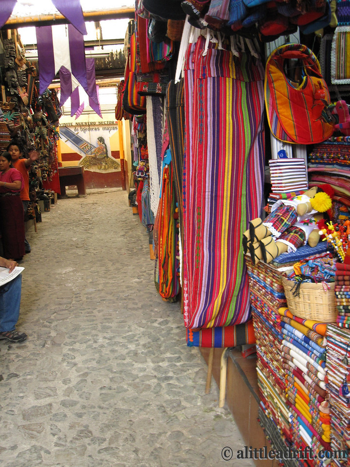 fabrics at the central market in Antigua, guatemala