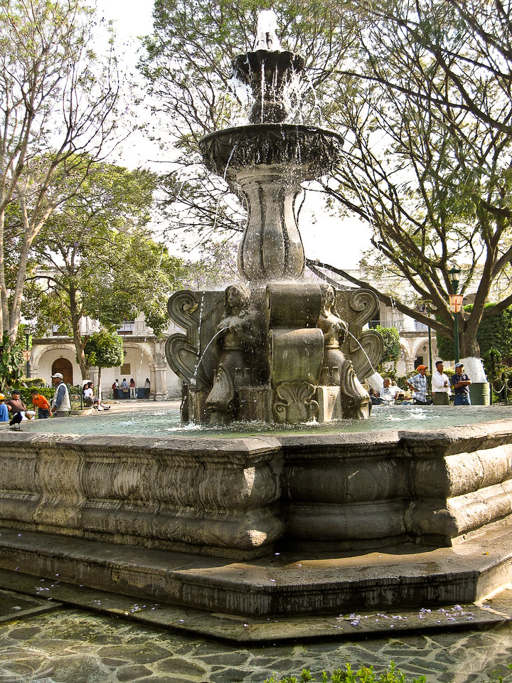 fountain in old town antigua guatemala
