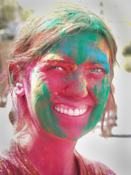 I am wearing my Holi colors in Jaipur for the Festival of Colors