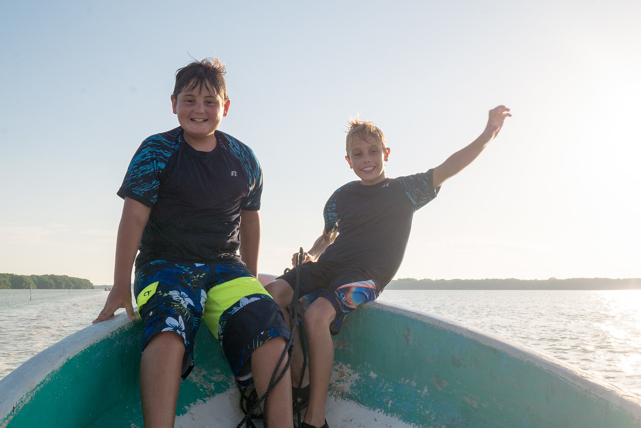 boys at sunset