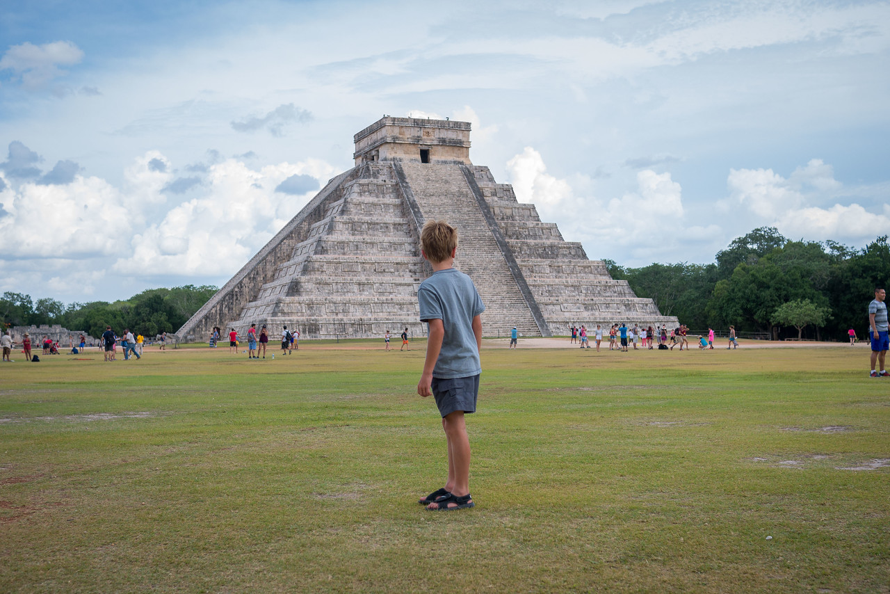 my nephew at pyramid of Kukulcán