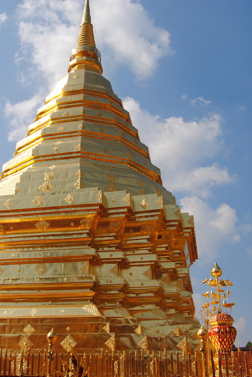 Thailand Travel Guide: The prominent gold chedi at the temple at the top of Doi Suthep in Chiang Mai, Thailand The prominent gold chedi at the temple at the top of Doi Suthep in Chiang Mai, Thailand