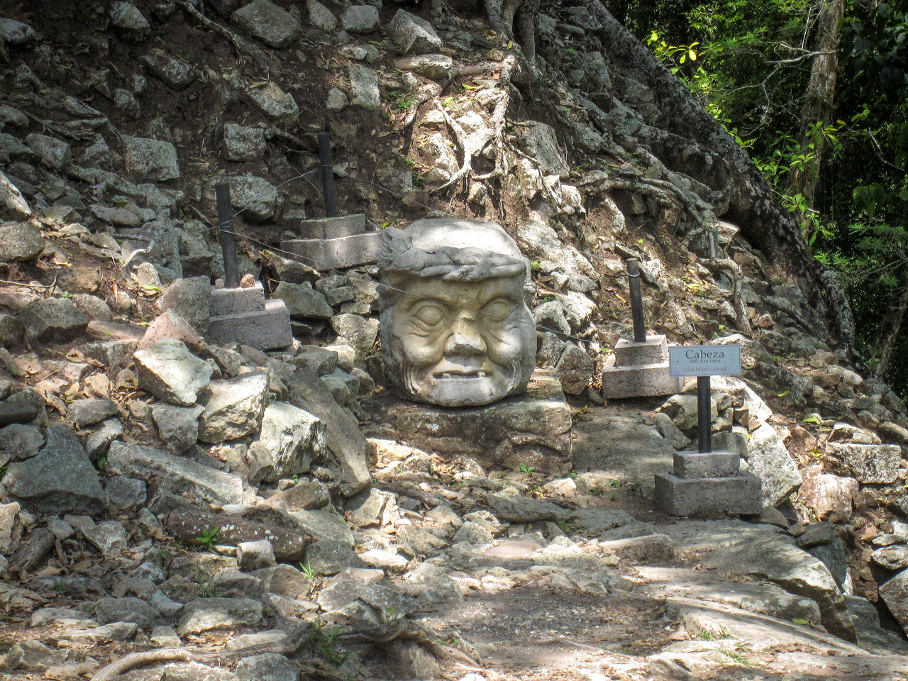 A remnant of the incredible carvings at the Copan ruins