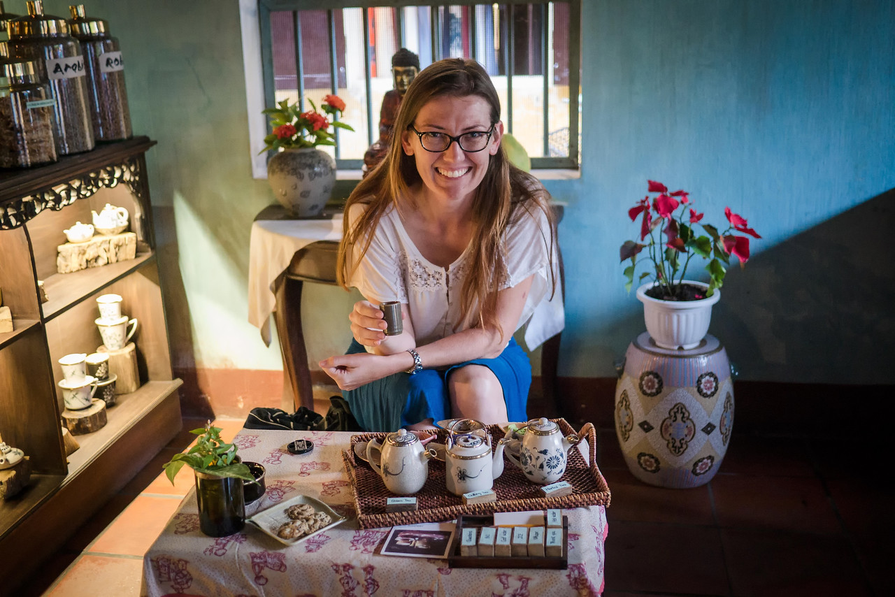 me at reaching out drinking vietnamese tea