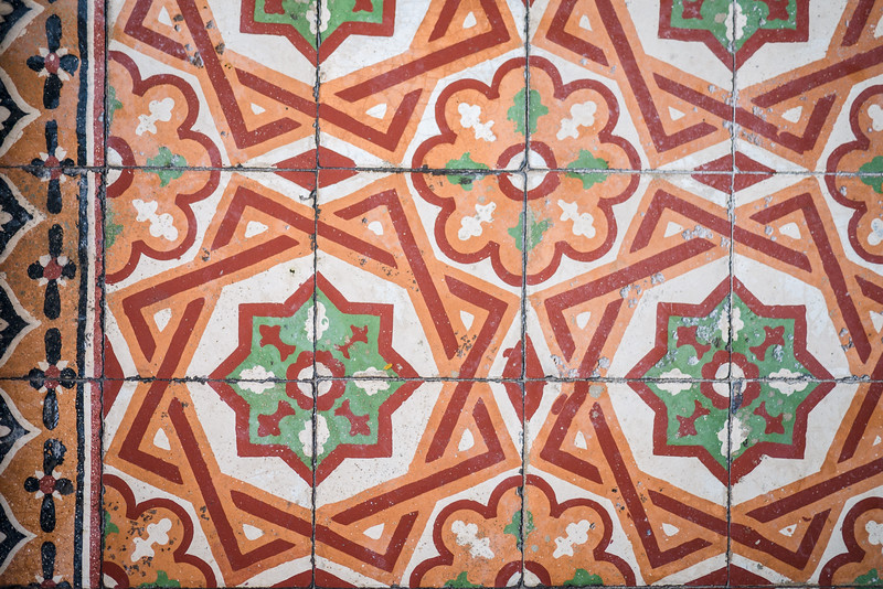 Gorgeous floor tiles at one of the temples. geometric floor tiles in the temple