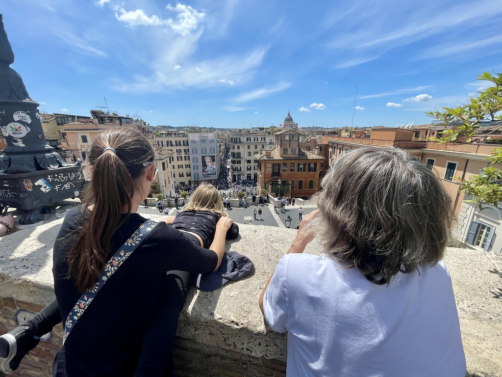 views from the Spanish Steps as my toddler peers down