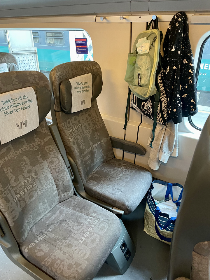The seats in the family car on the train