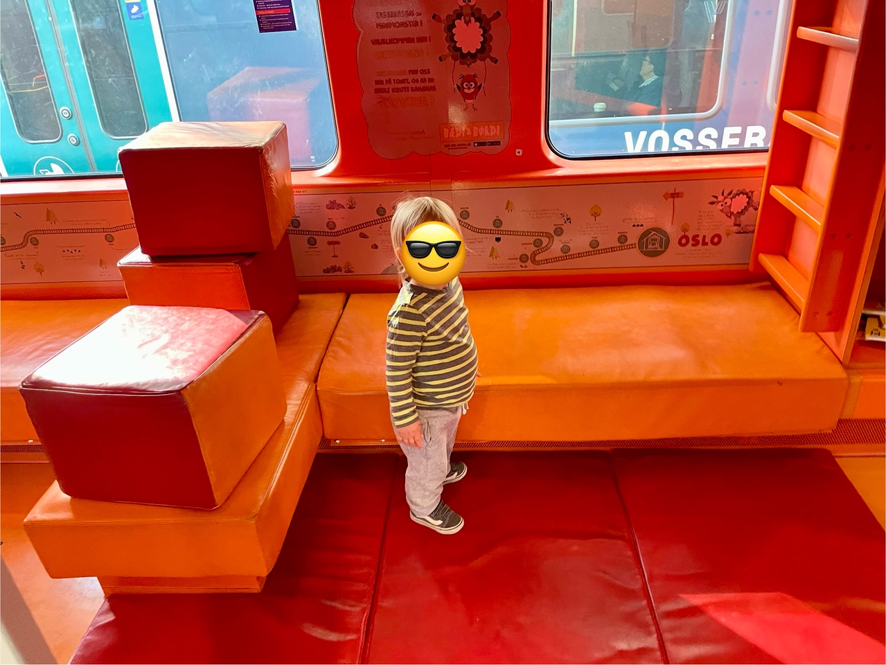 Inside the family car playroom on the Bergen to Oslo train 