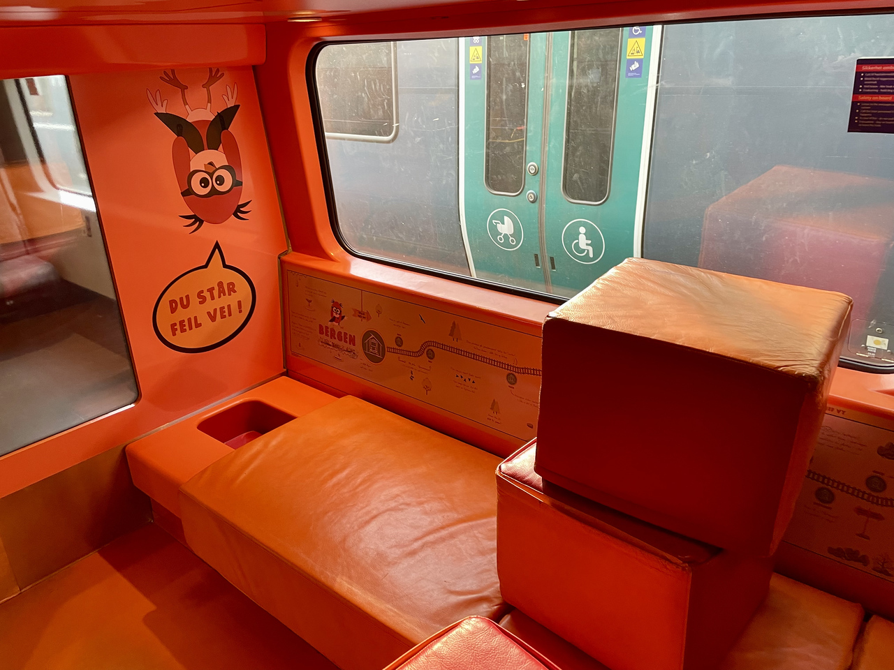 Lots of room to crawl around the family car on the oslo to bergen train