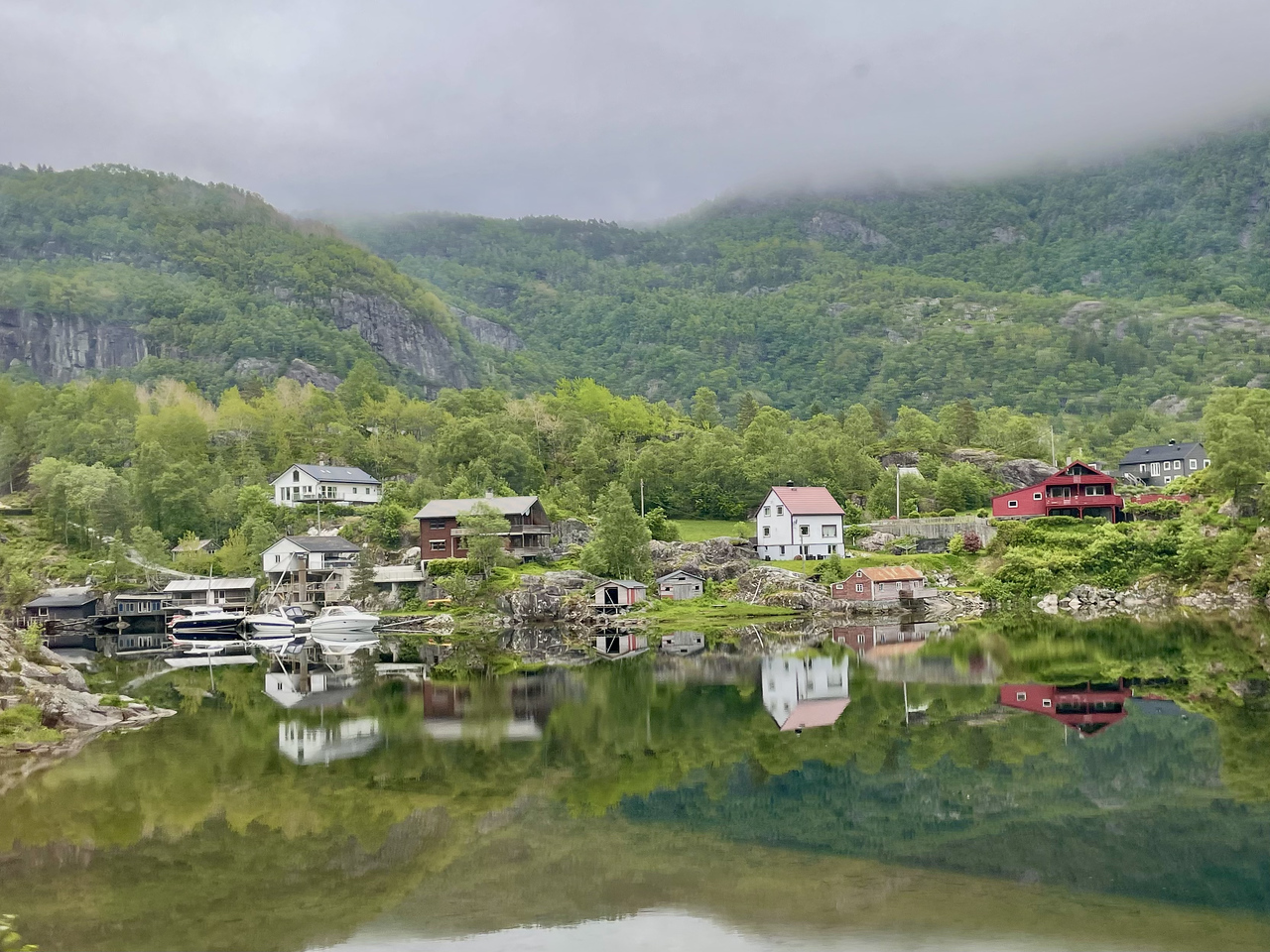 Reflective scenery in just outside of Bergen on the train in Norway