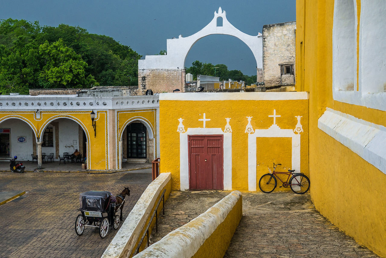 The charming town of Izamal, Mexico in the Yucatan Peninsula.