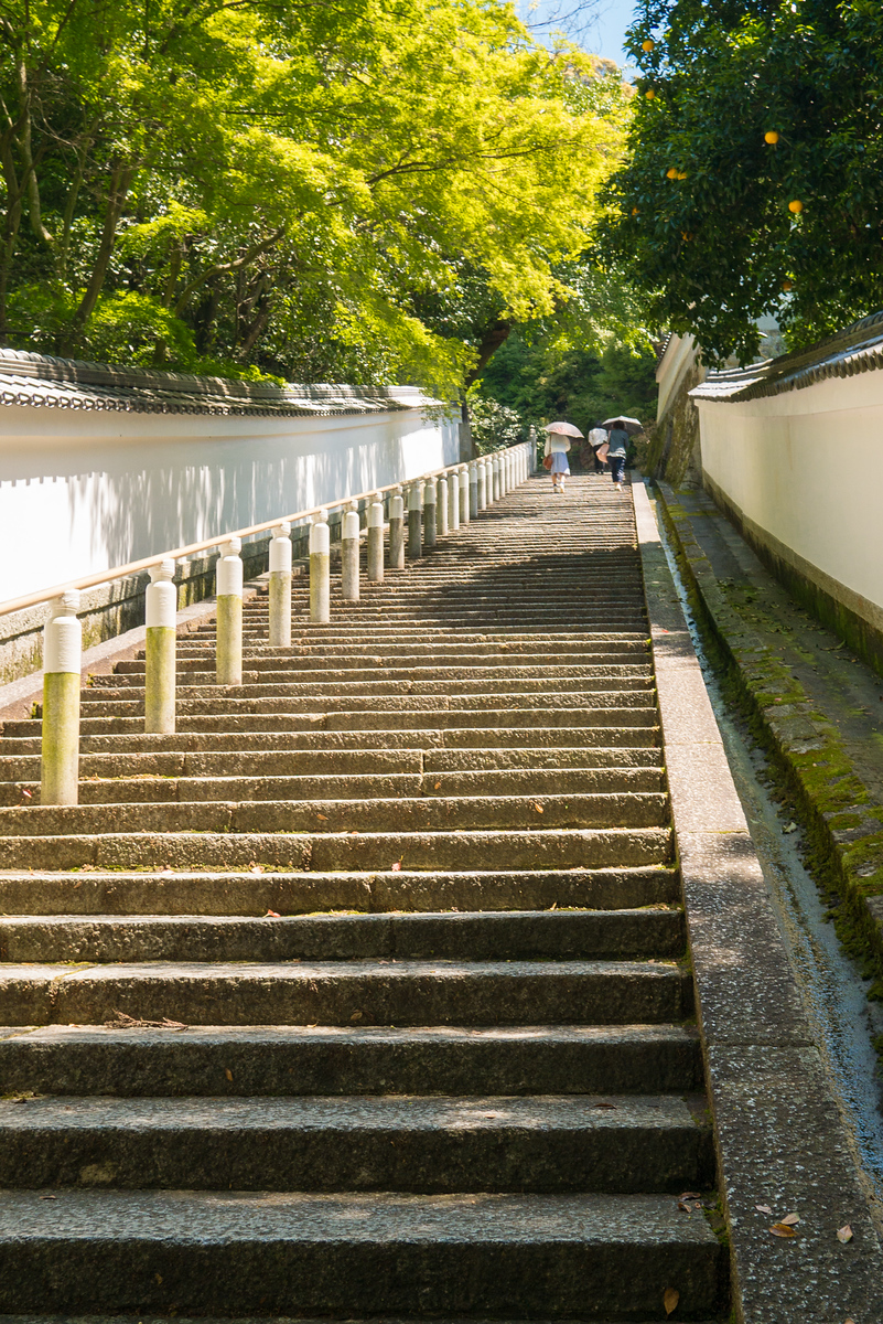 Up, up, up to continue exploring the Southern Higashiyama Sightseeing District in Kyoto steps near Shoren-in Temple