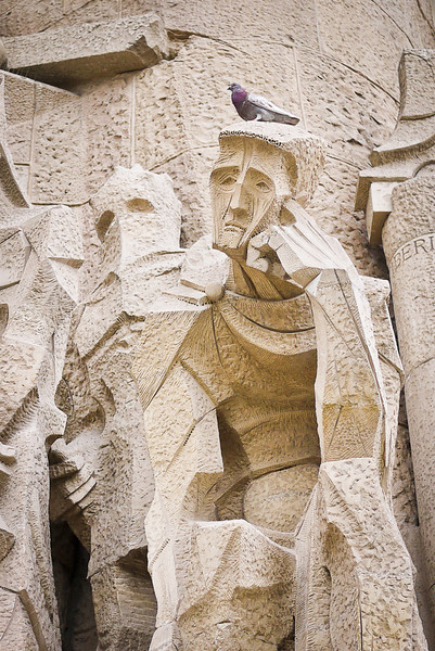 The Passion façade of La Sagrada Familia in Barcelona, Spain