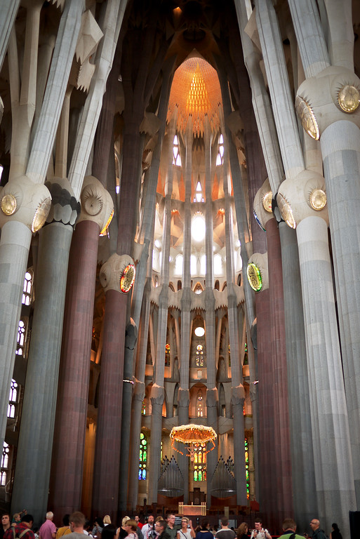 Inside La Sagrada Familia in Barcelona, Spain