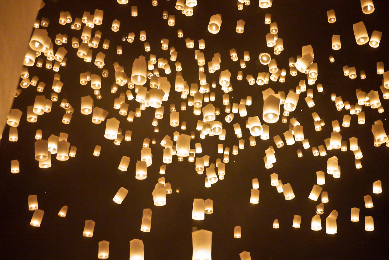 Loy Krathong lantern release in Thailand