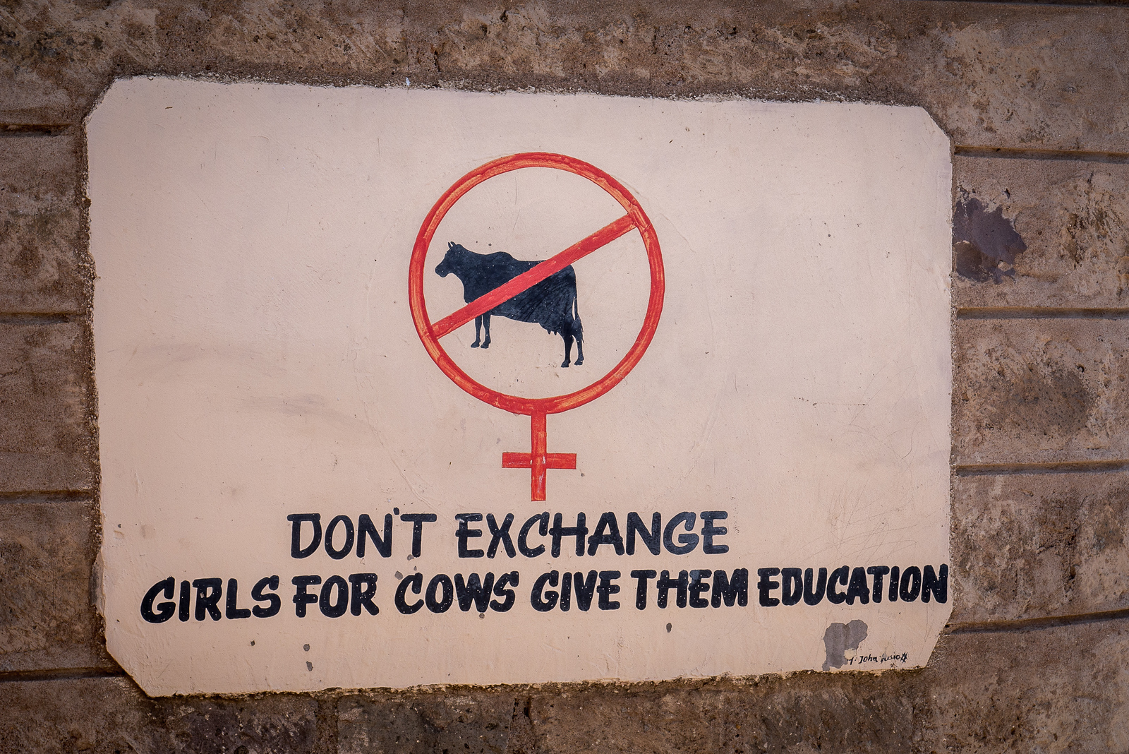 A sign at the elementary school highlights one of the reasons Maji Moto's work is so necessary. Families often recieve a dowry of cows and other valuable items when they marry off their girls. This contributes to the practice of early marriages and FGM. Fighting for education in the Maasai tribes of East Africa
