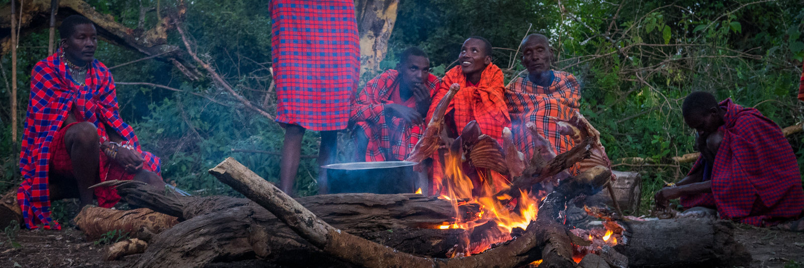 The goat was humanely smothered and then skinned and dismantled to form our dinner for the evening. These are the goat parts roasting over the campfire. roasting goat over a campfire