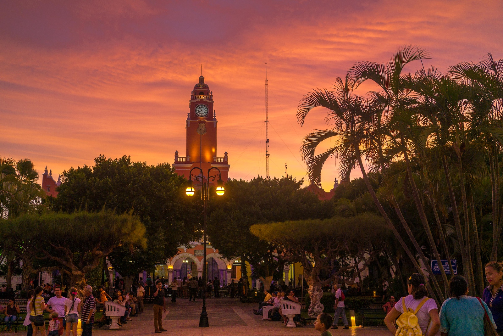 Pretty, pretty Merida. This town is just gorgeous, with some of the best Spanish colonial architecture in the region. The boys were not overly fascinated by the buildings, but there was enough else going on that they were entertained. sunset in merida in the yucatan peninsula