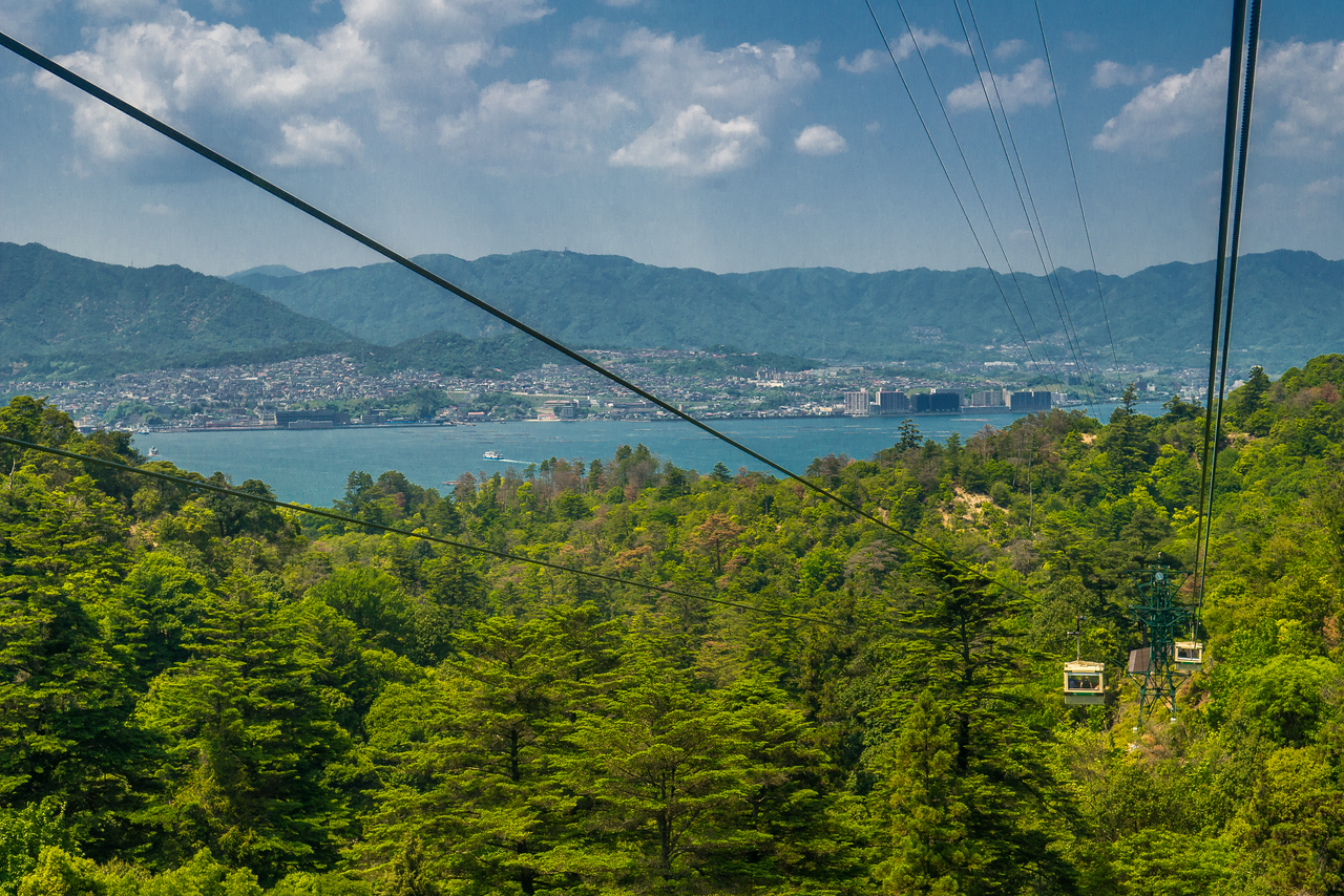 cable car going to the top of Miyajima Island! Miyajima Island, Hiroshima, Japan.