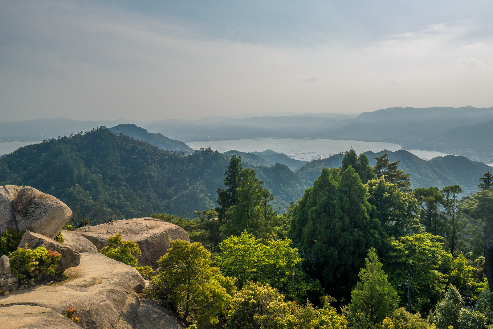 The Miyajima Ropeway goes halfway to the top of Mt. Misen. Then you have to hike for 30 minutes for the panoramic views around Miyajima Island. views from Mt. Misen