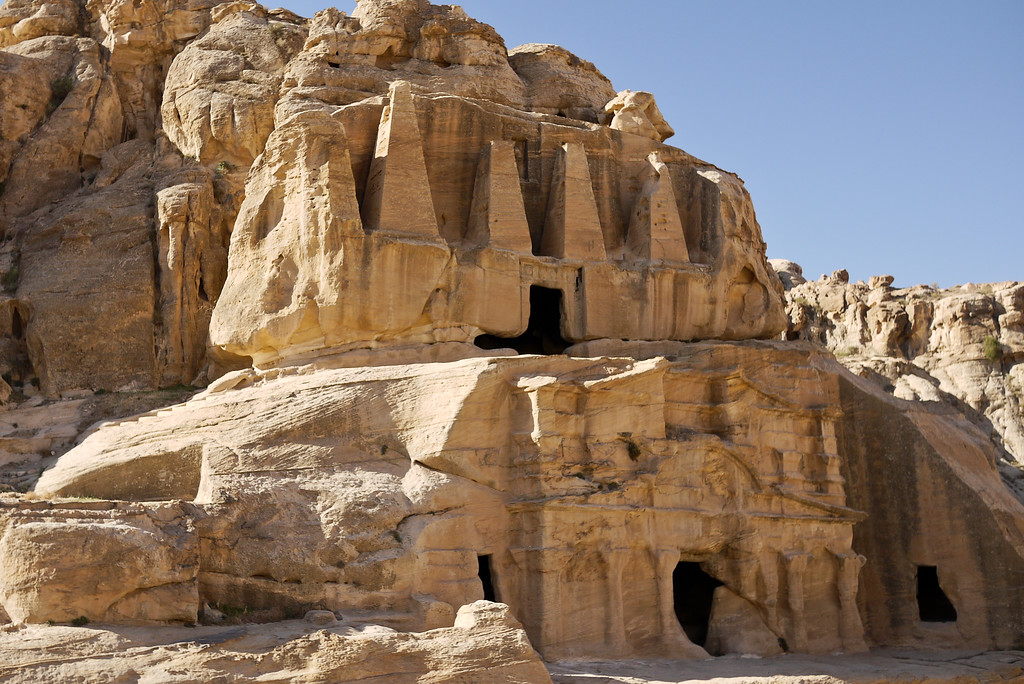 Many myths exist about the reason and use for the cut caverns into the rocks of Petra, Jordan. Myths in the cut rocks of Petra, Jordan.