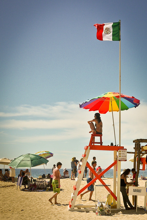 Life guard watches over the San Pancho beach for Semana Santa week.