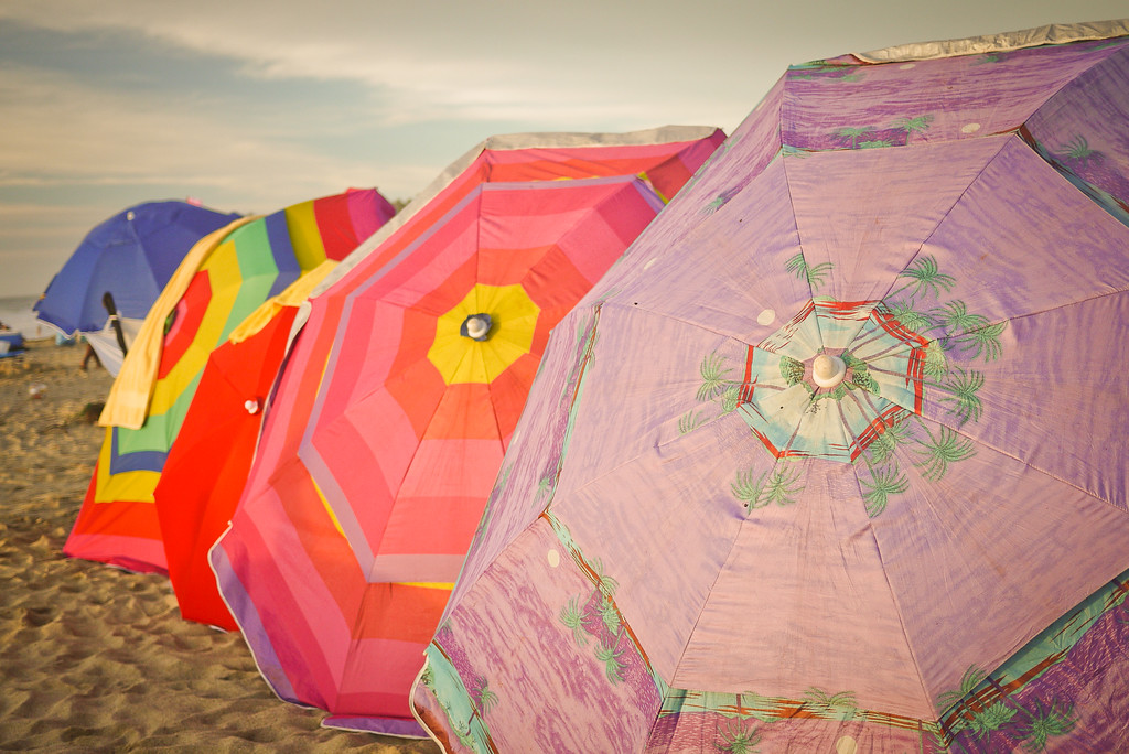 colorful beach umbrellas.
