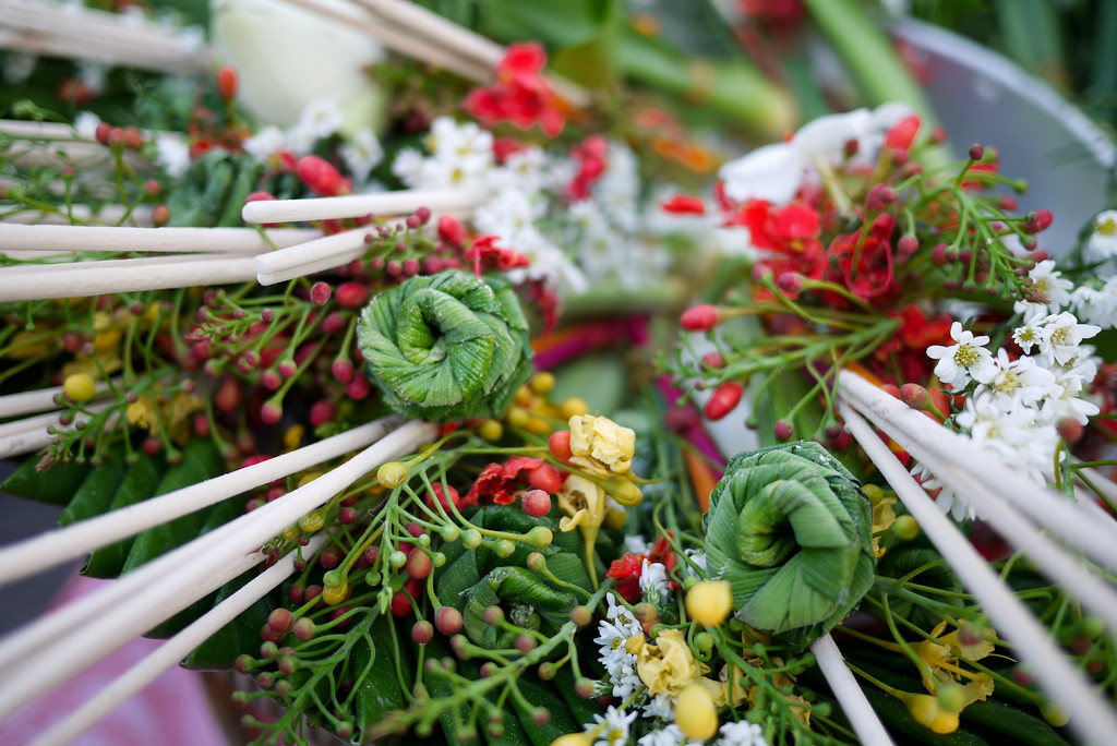 Flower offerings Songkran in Chiang Mai, Thailand
