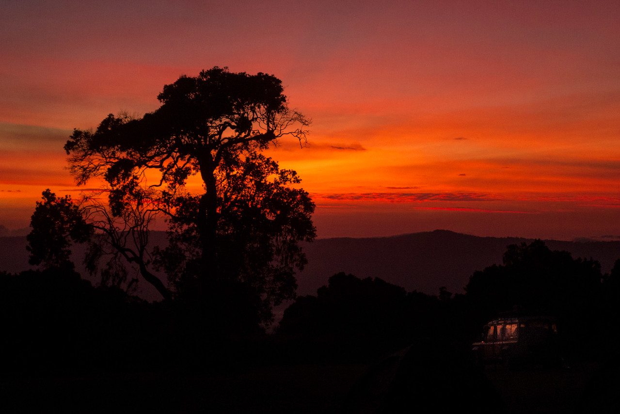 Sunrise on the crater rim. Sunrise on the crater rim