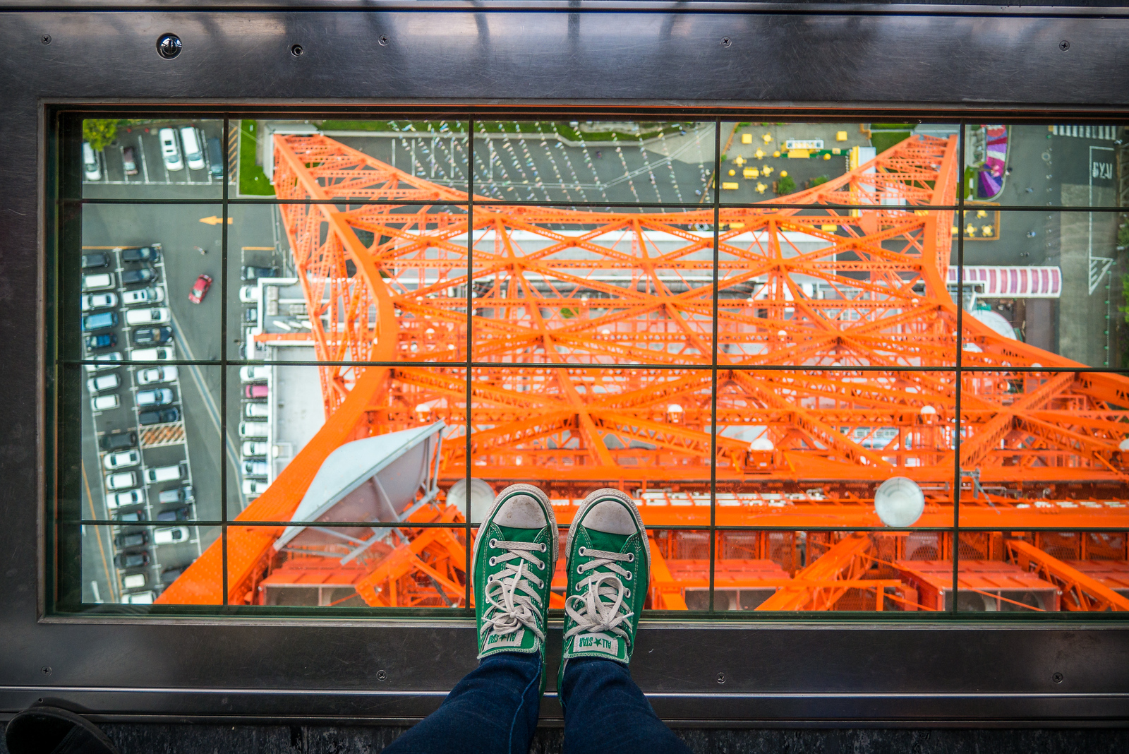 Views down below from the top of Tokyo Tower.