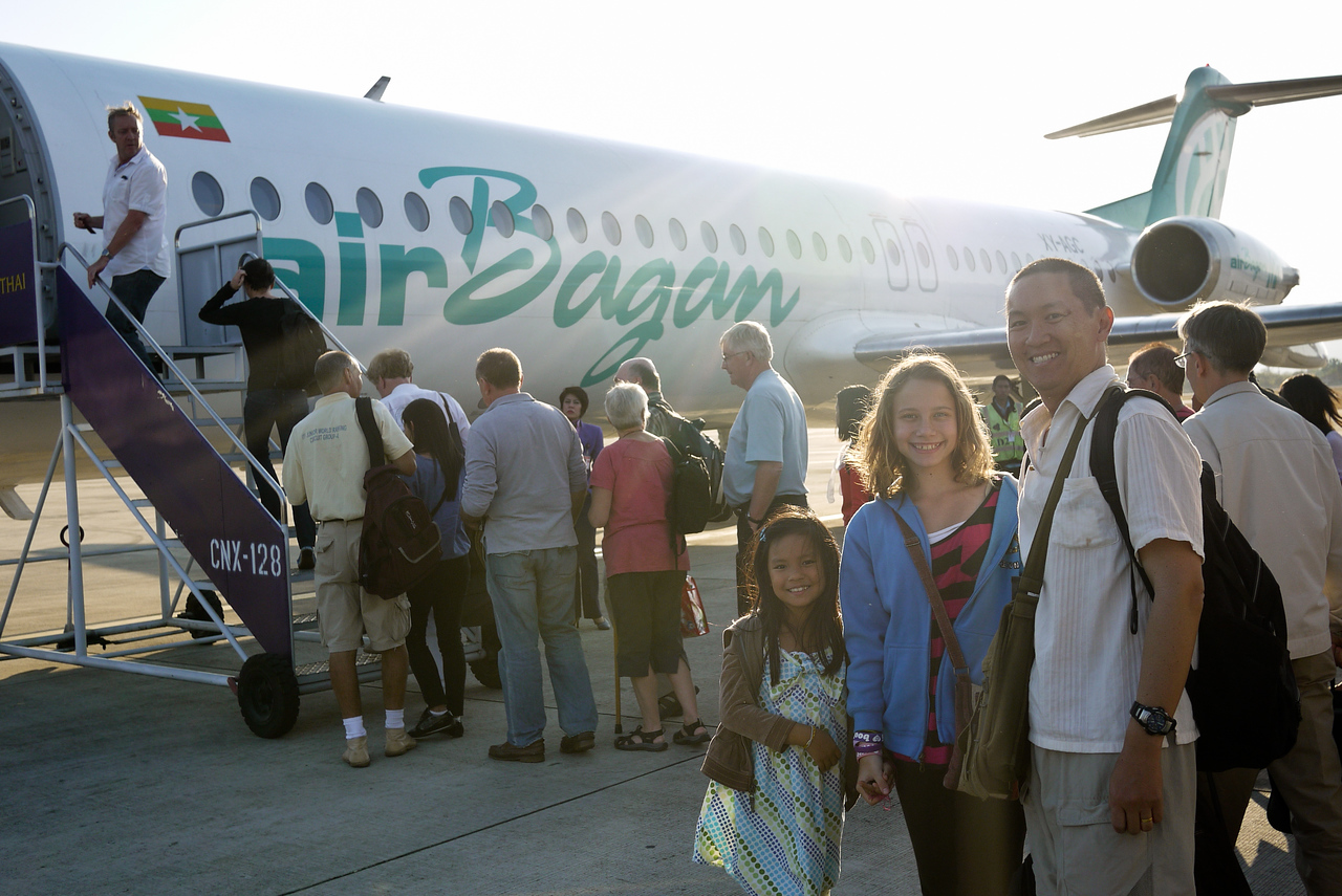 Boarding an Air Bagan flight on my round the world trip