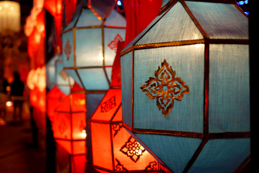 Pretty lanterns during Loy Krathong in Chiang Mai, Thailand