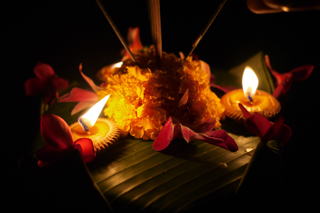 handmade krathong on Chiang Mai's Yee Peng River
