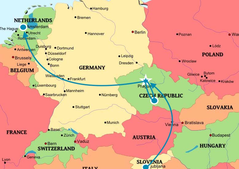 travel route in central europe on my RTW trip