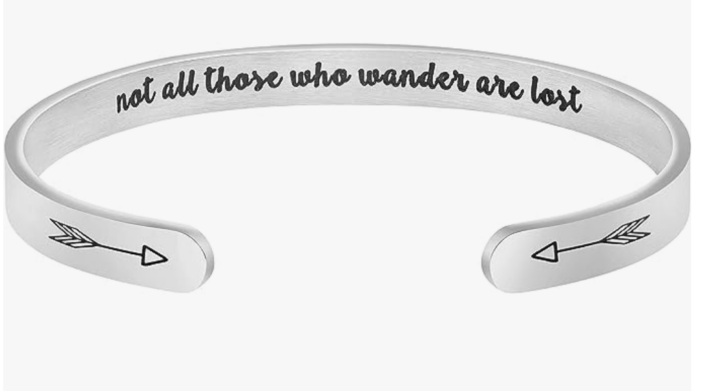 Stainless Cuff Bracelet with Travel Saying gift idea