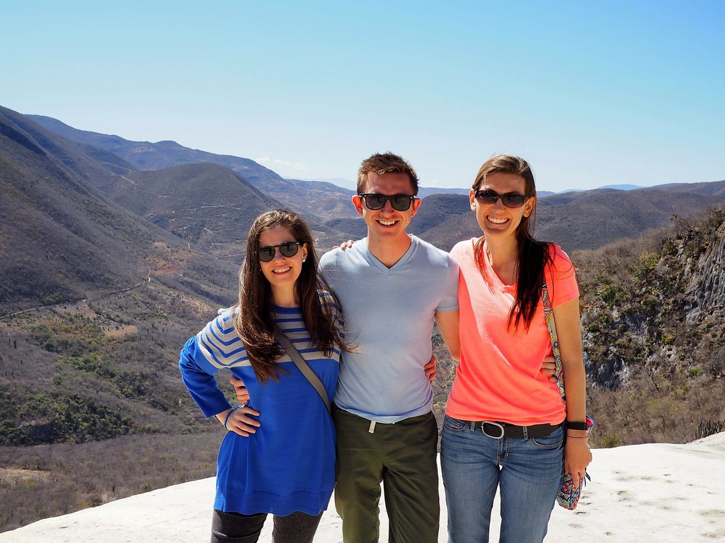 Visiting Hierve El Agua with friends — Jodi from LegalNomads.com and Brock from BackpackWithBrock.com Hanging at Hierve El Agua