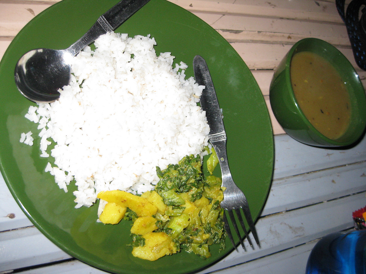 dal bhat dish with curried veg