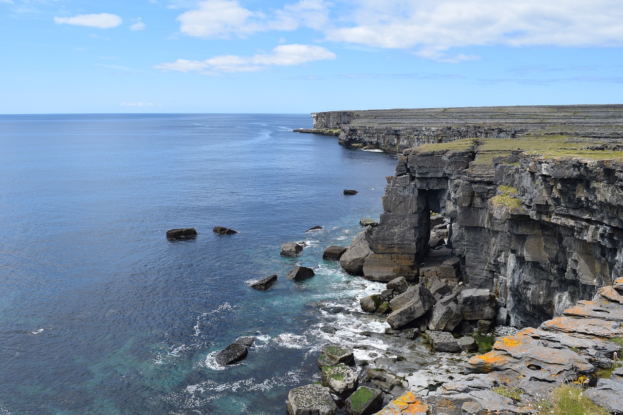 sunny day at cliffs on inishmore