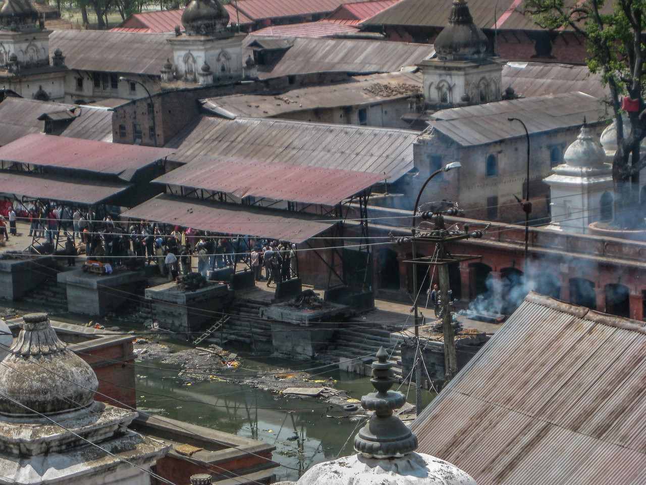 The burning ghats at Pashupatinath Temple in Kathmandu