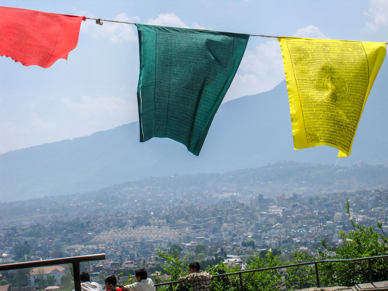 Prayer flags from the view at Swayambhunath temple